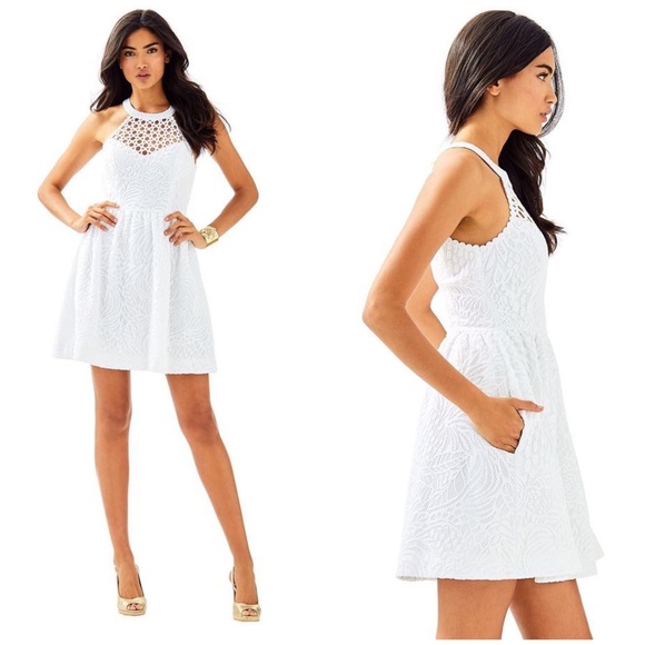 Kinley Dress in Resort White Tropical Fruit Lace - Picture 2 of 10